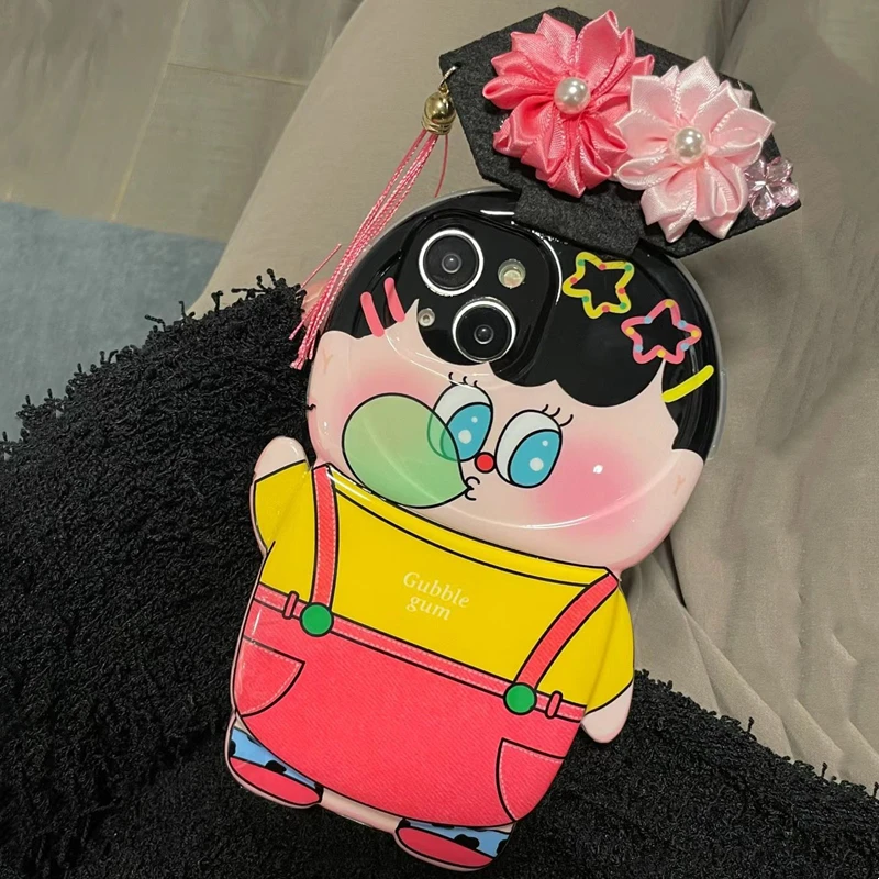 搞怪卡通吹泡泡格格大头儿子iPhone14promax苹果15手机壳13/12p软