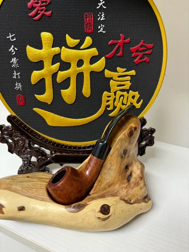 进口贝莱诺石楠木光面自由式小弯斗烟斗