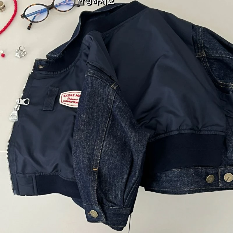 男女童牛仔帅气马甲两件儿童洋气宽松夹克拉链上衣2025新款童装秋