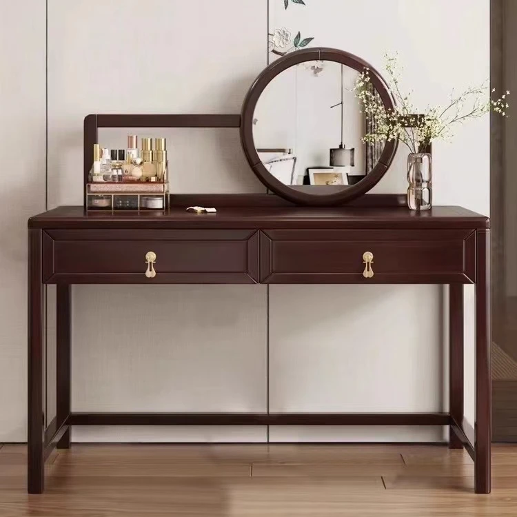 【乌金木】新中式梳妆台主卧化妆桌带镜子轻奢家用卧室收纳一体妆台