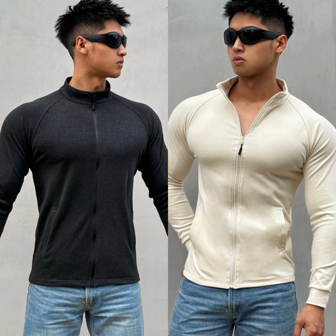 Gym arm德绒保暖锁温休闲百搭显型全拉链长袖运动T恤打底衫上衣
