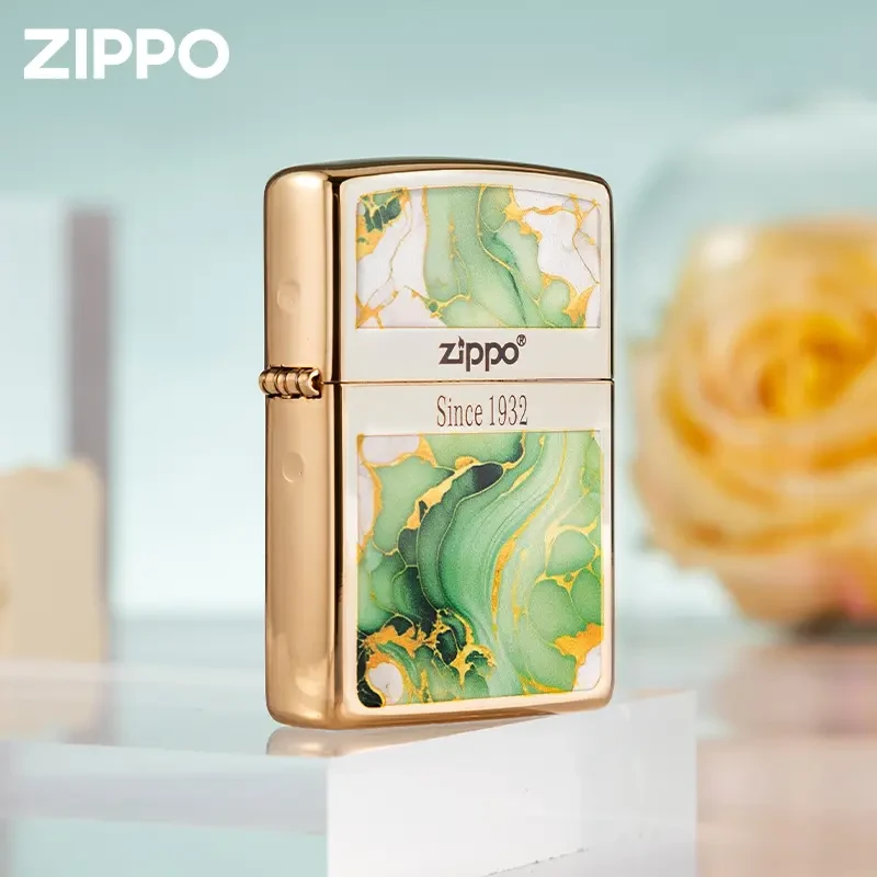 ZIPPO/之宝打火机绿色河流珐琅镀金官方正品男士送礼款-DYX1H1