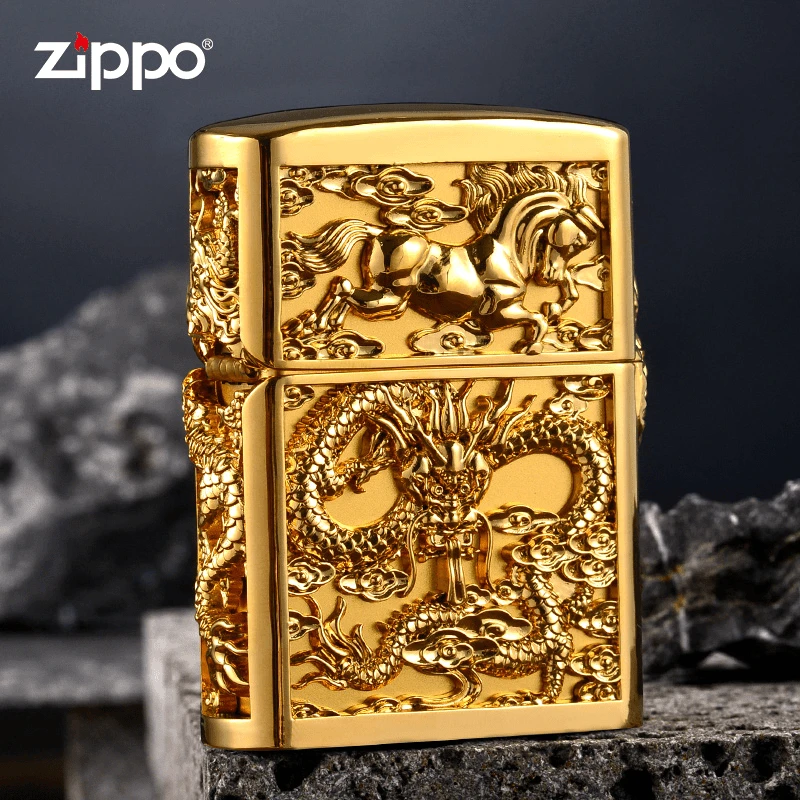 ZIPPO/之宝打火机龙马精神个性雕刻正品防风款男士礼物-DYX1H1