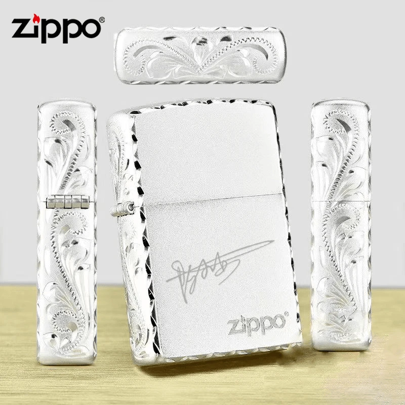 ZIPPO/之宝打火机镀银标志手工精雕原装正品防风男士礼物-DYX1H1