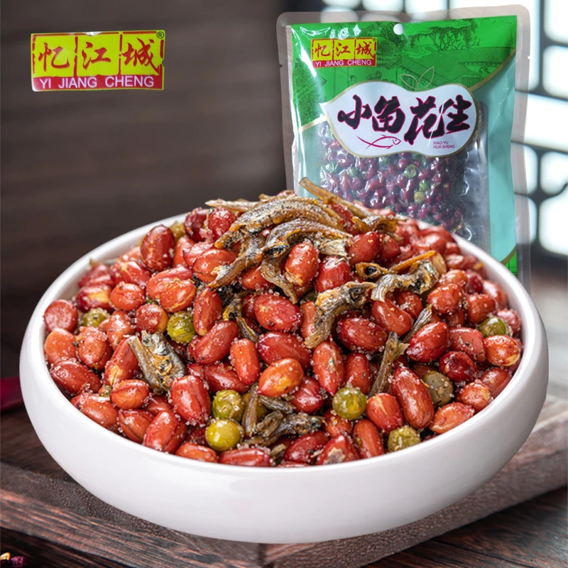 忆江城小鱼花生香酥小鱼干花生米油炸麻辣花生烧烤下酒菜零食小吃