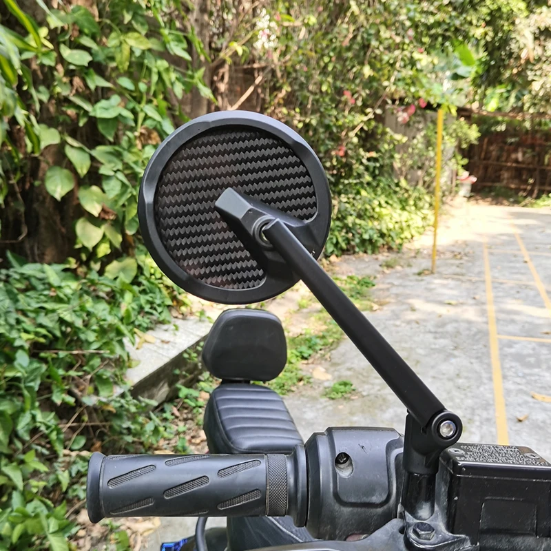 九号M95C电动车改装碳纤维盲区凸面大视野复古圆镜小牛雅迪通用