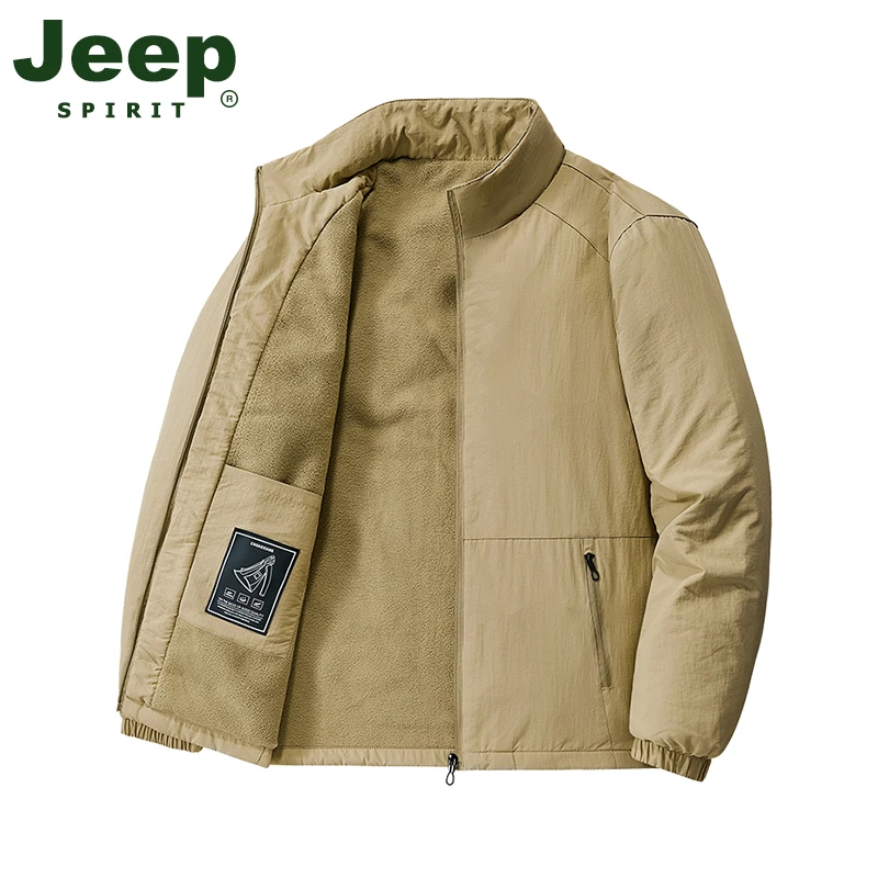 JEEP吉普秋冬季新款保暖夹克外套男士户外登山运动加绒外套男夹克