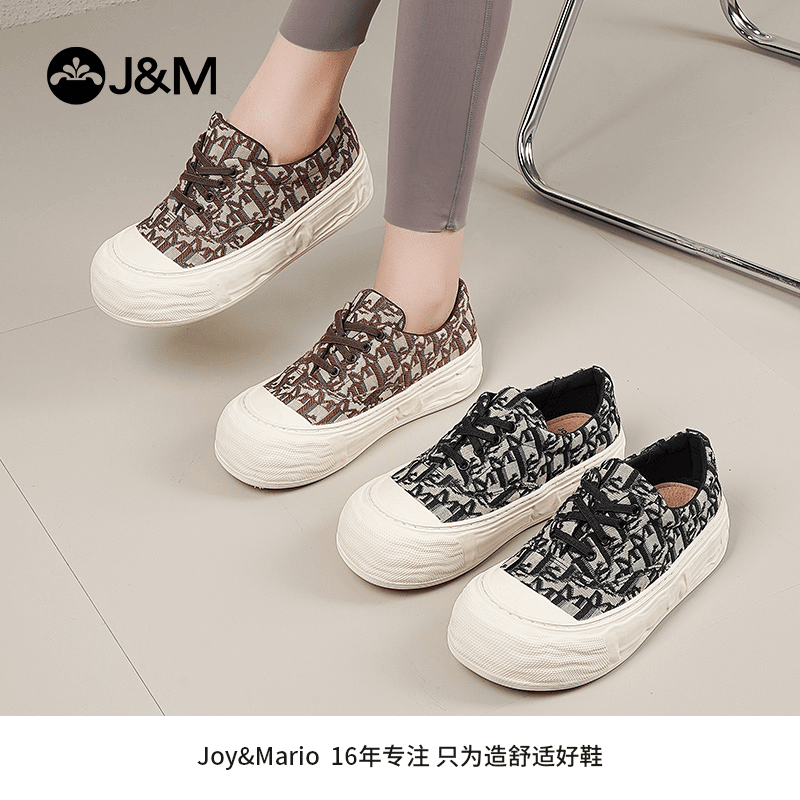 J&M/快乐玛丽秋季一脚蹬潮鞋新款厚底女鞋帆布鞋爆款懒人鞋65519W