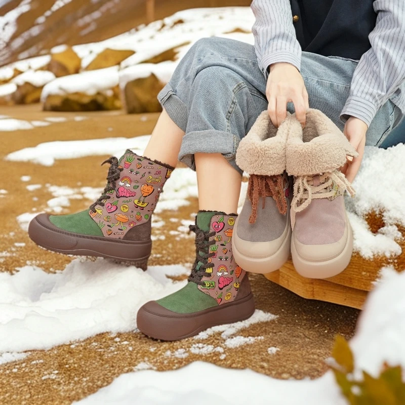 J&M/快乐玛丽棉鞋冬季保暖加绒加厚雪地靴女款鞋子女款秋冬爆款