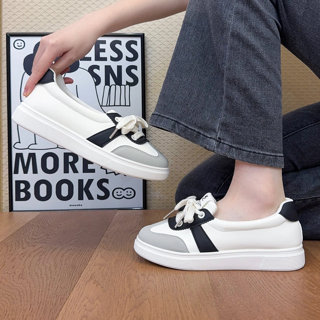 2025年春季新款百搭浅口单鞋学生气质板鞋高能感运动休闲小众