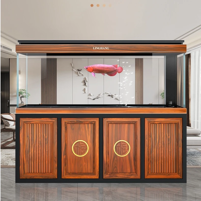 领航客厅家用落地超白玻璃龙鱼缸