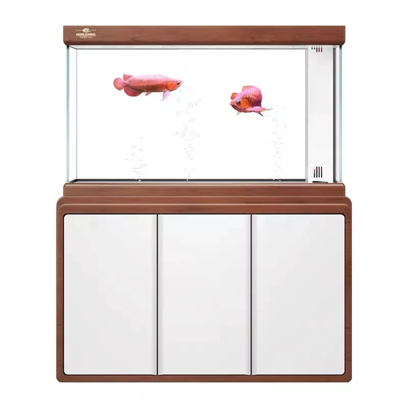 闽江鱼缸水族箱中大型客厅落地免换水超白生态底滤金鱼缸隔断屏风