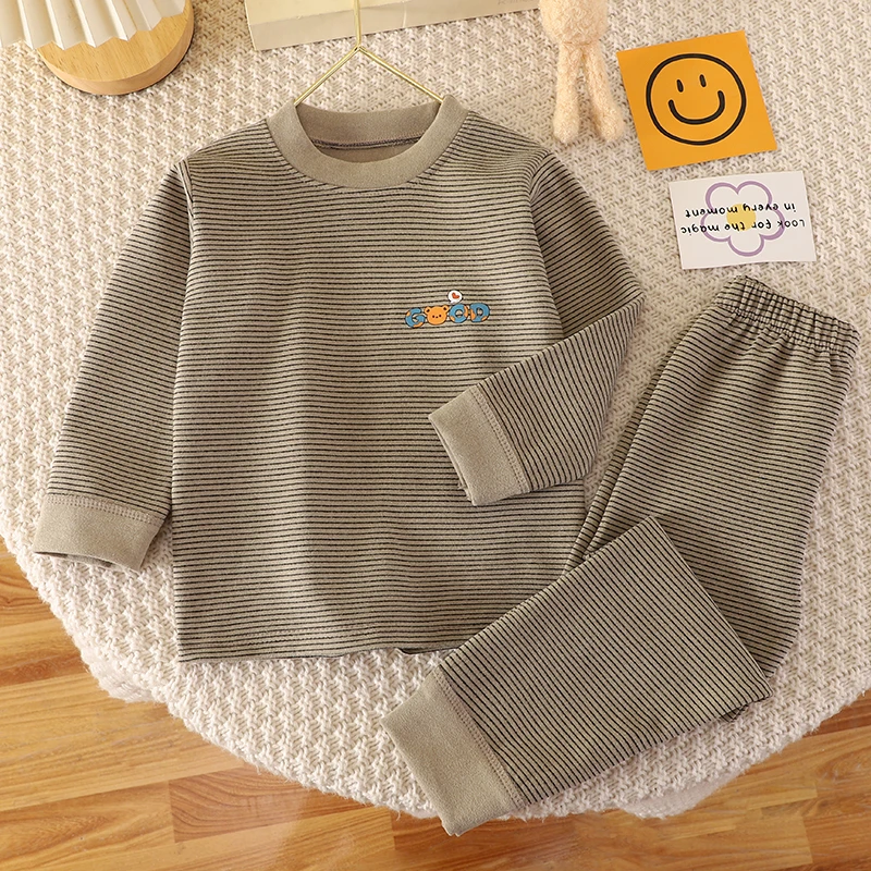 秋季新款婴儿德绒套装儿童保暖内衣服男女宝宝发热冬装秋衣睡衣裤