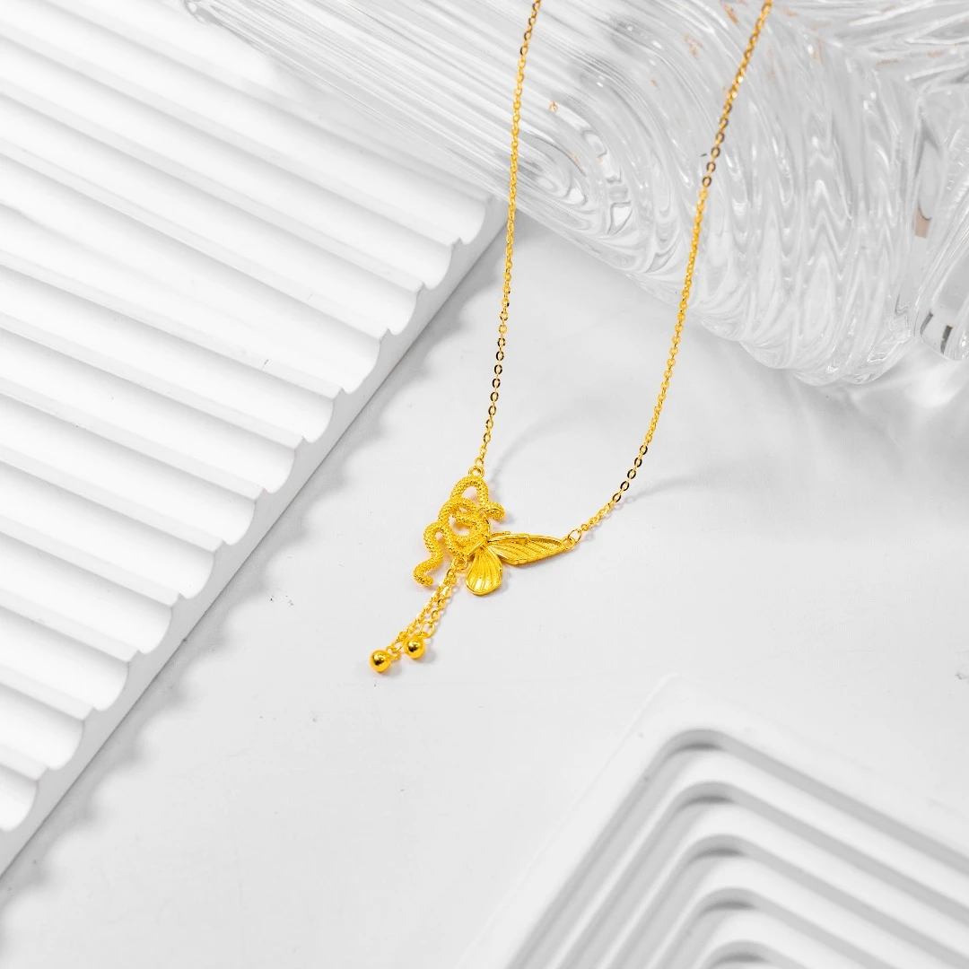 坠链均足银 小众气质轻奢  灵蛇蝶舞套链  时尚精致甜美