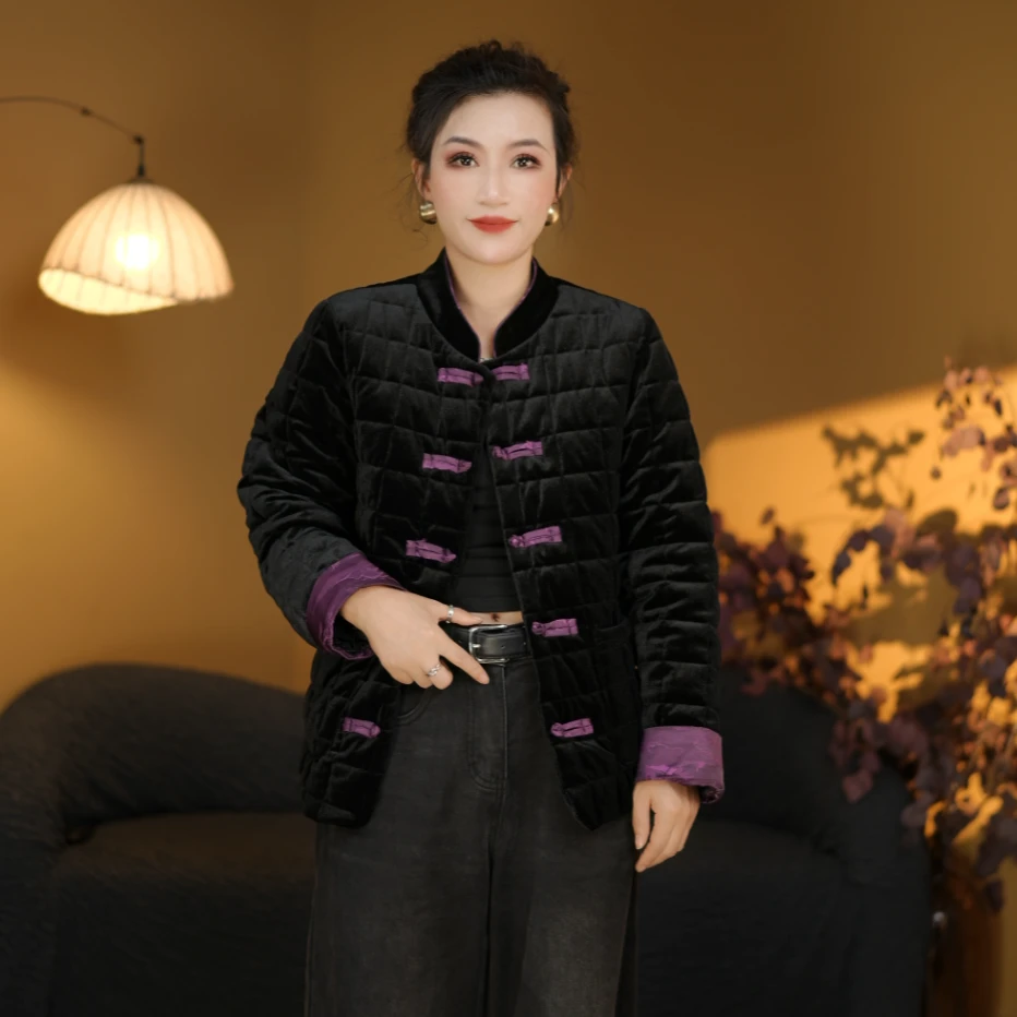 新款国风新中式盘扣加厚保暖复古棉服