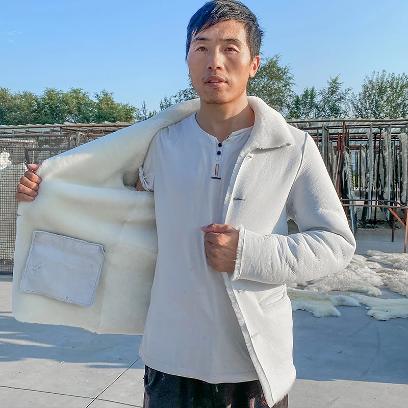 100%原生态羊皮毛袄抗风保暖防寒皮衣双面皮毛一体棉衣