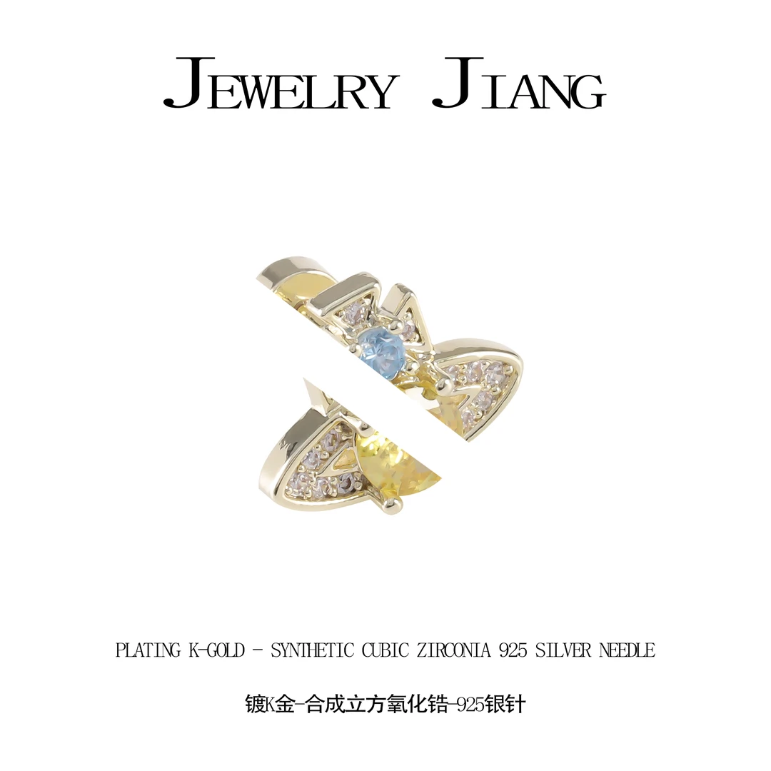 铜合金耳饰 小土星满镶耳钉 0237