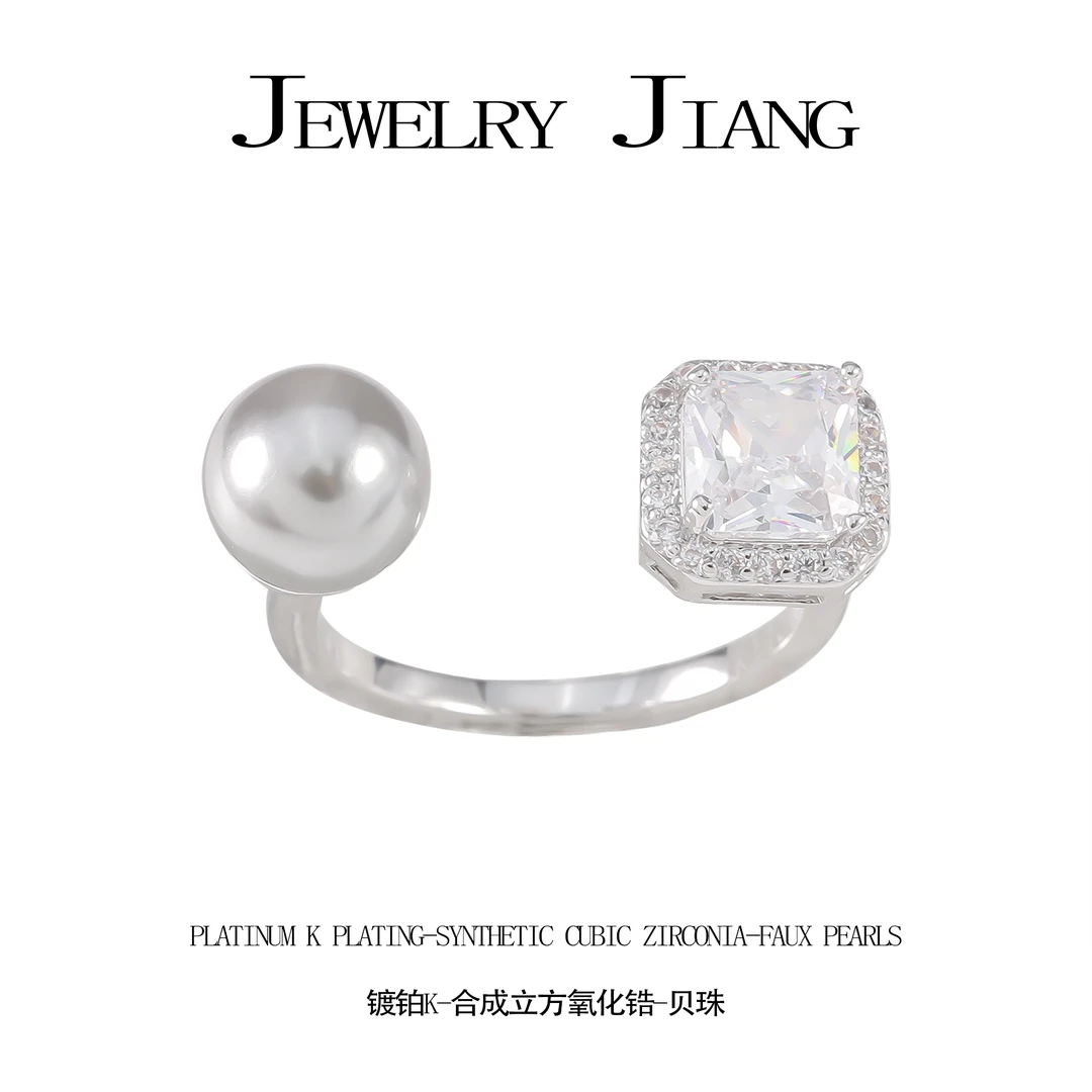 铜合金合成锆石戒指 设计感开口戒指  0293