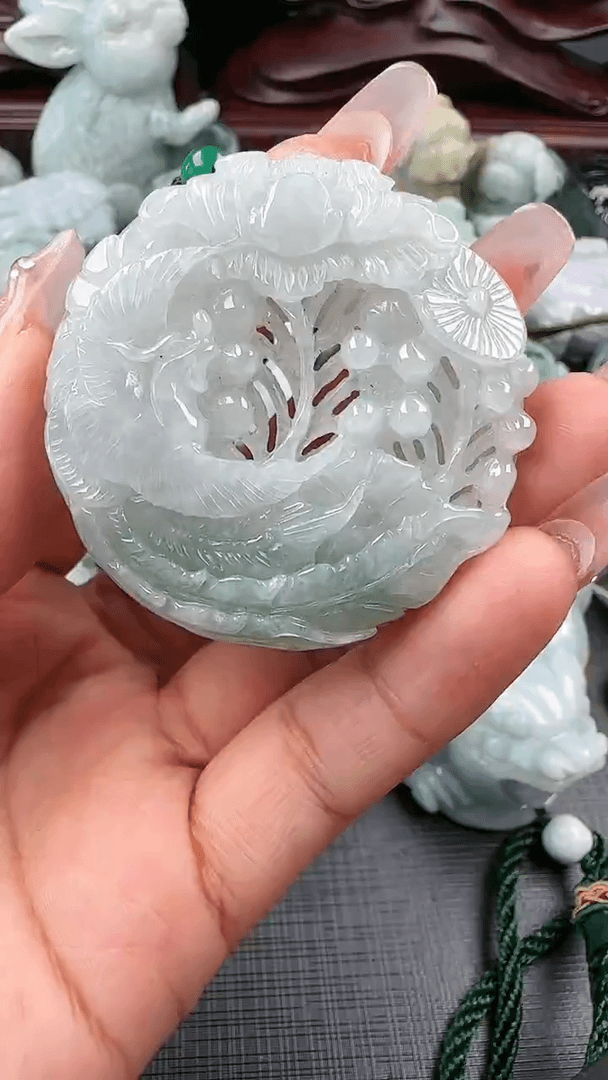 【闪购商品】翡翠挂件未镶嵌凤穿牡丹
