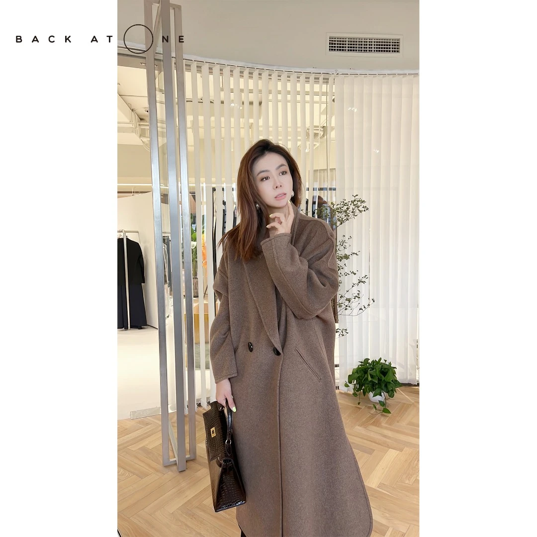 BackAtOne“梦回巴黎”大廓型落肩咖色山羊绒气质大衣 BAO-22AW-W14