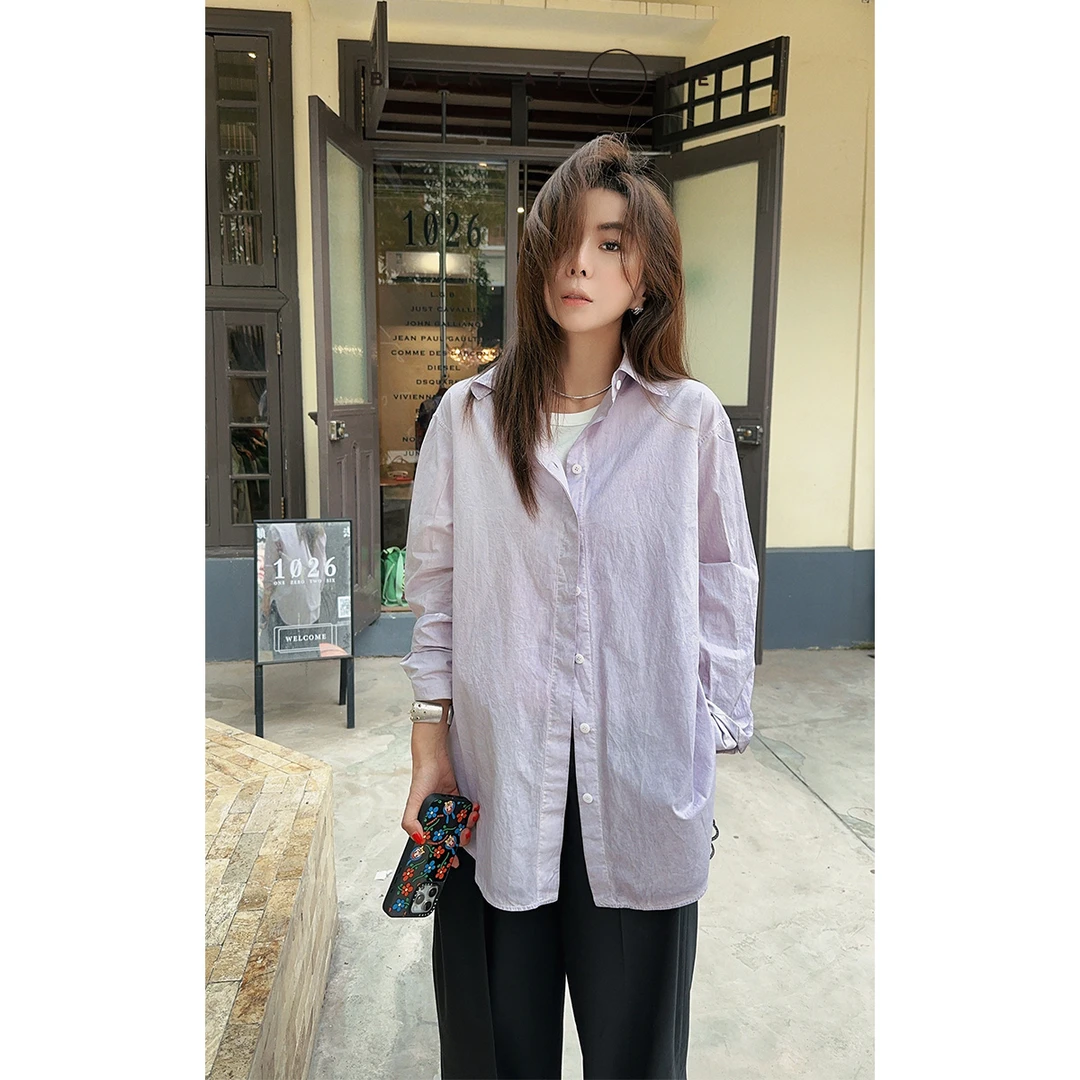 BackAtOne“岁月之礼”   设计师款炒色脏染紫色衬衫 BEF-1BB043M-K