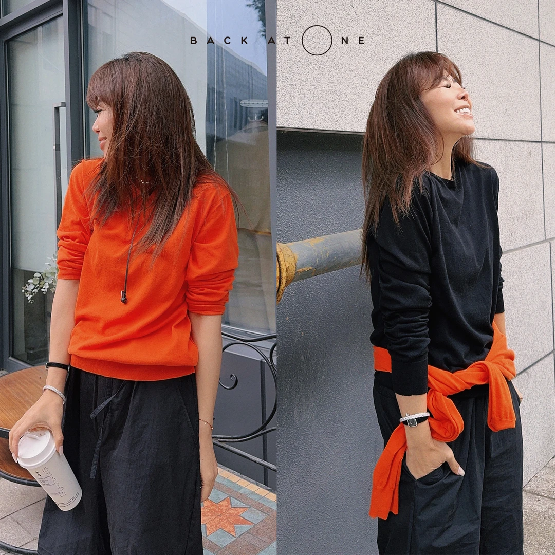 BackAtOne  “黑巧与金桔”定制色p*棉18针针织衫女  BES-1AB108H-K