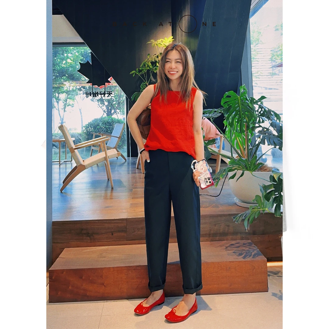 BackAtOne “都市吟游”气质显瘦立体廓形扣子镰刀裤 BES-2BI149A-K