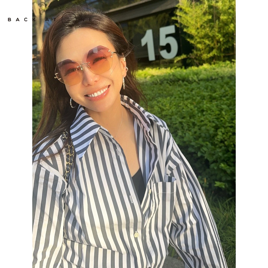 BackAtOne  “午后慢歌”设计感蓝白条纹休闲衬衫  BDF-1BB005D-K