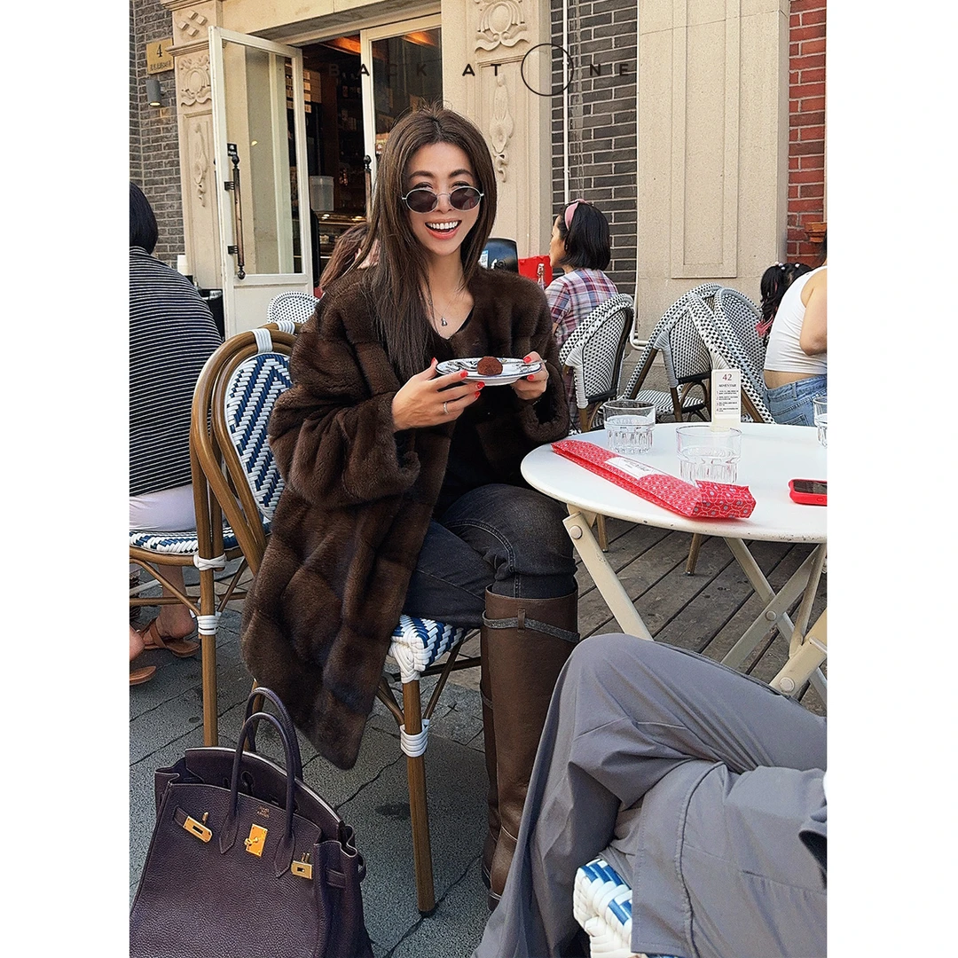 BackAtOne “珍奢之美”时尚重磅皇冠咖啡色水貂皮草 BEF-1GE252K-K