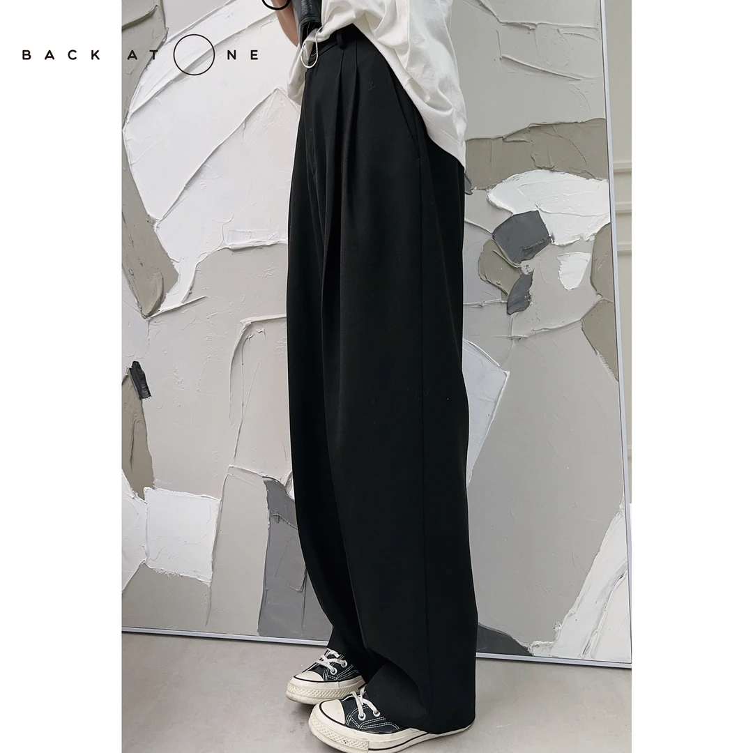 BackAtOne “自在形迹” 时尚百搭显瘦黑色西裤 BAO-23SS-M030-C