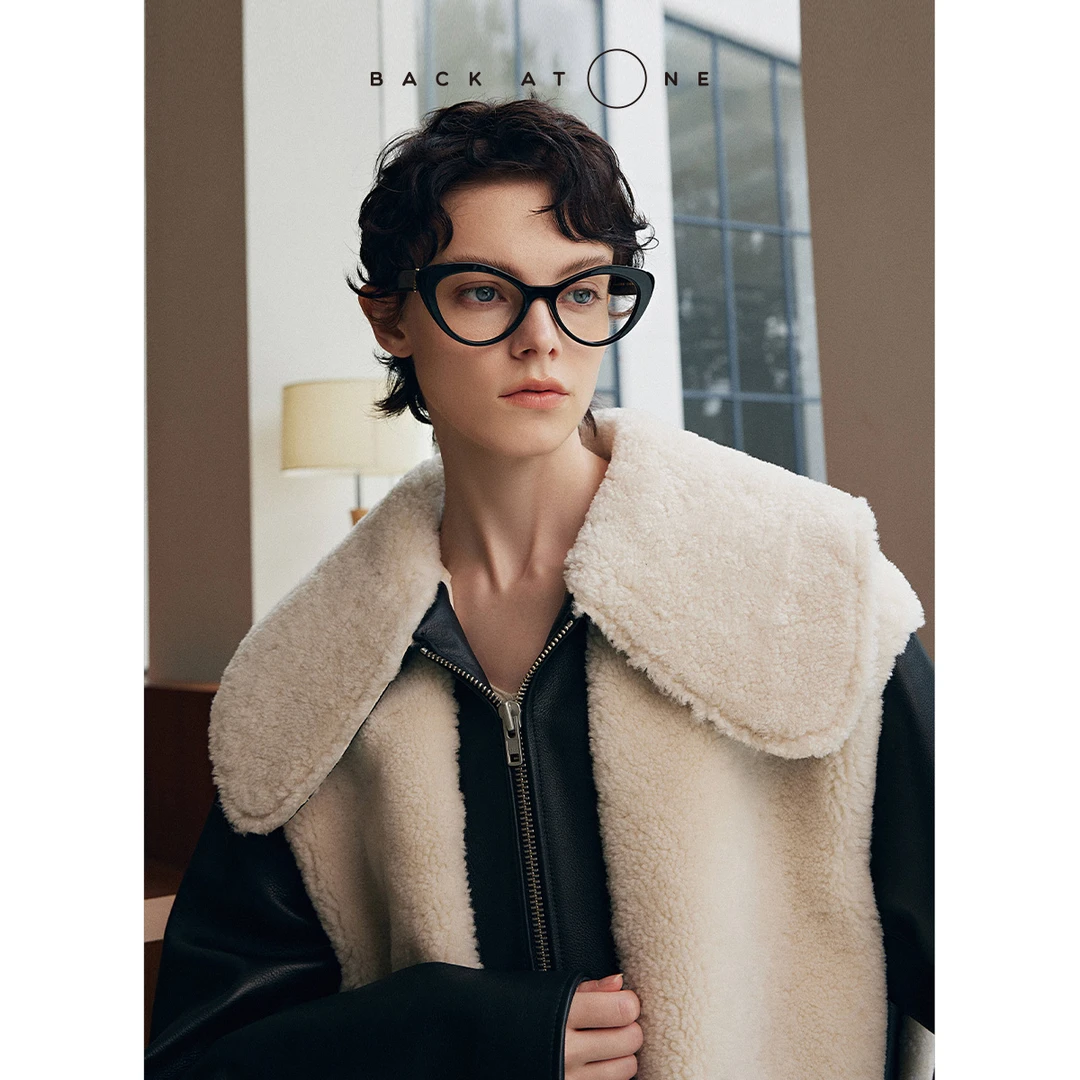 BackAtOne “寻真”奢贵气质拼色皮毛一体机车服外套 BEF-1GC253K-K