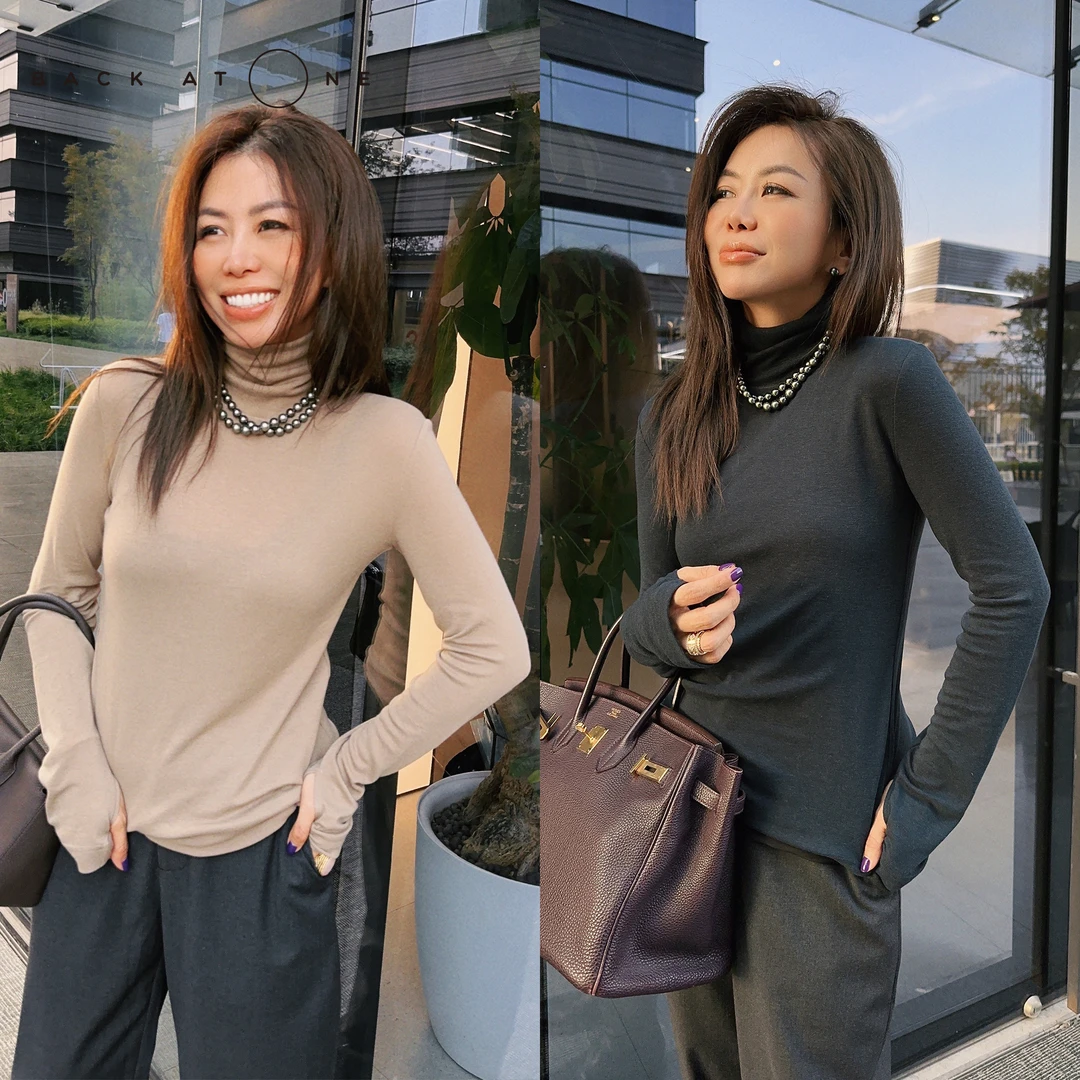 BackAtOne   “二次呼吸”  堆堆领纯色显瘦打底衫 BDF-1AB083D-C/K