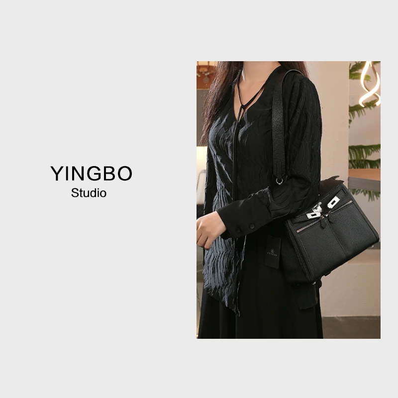 【英柏甄选】XKY-6937-黑色 然与纯小众设计百搭女包 28*12*21