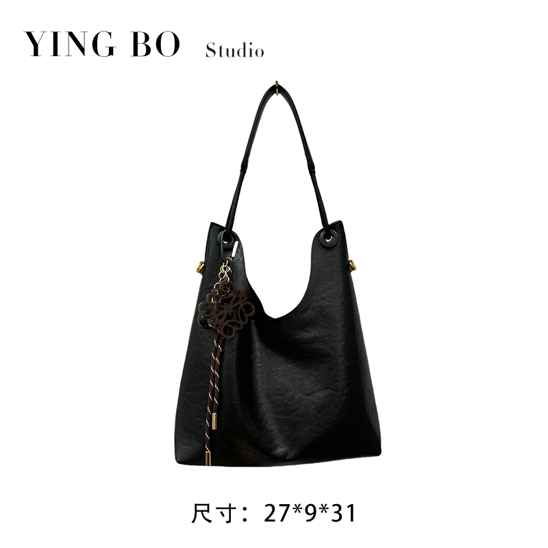 【英柏甄选】QYX-9585-1-黑色 然与纯小众设计感时尚单肩包百搭女包