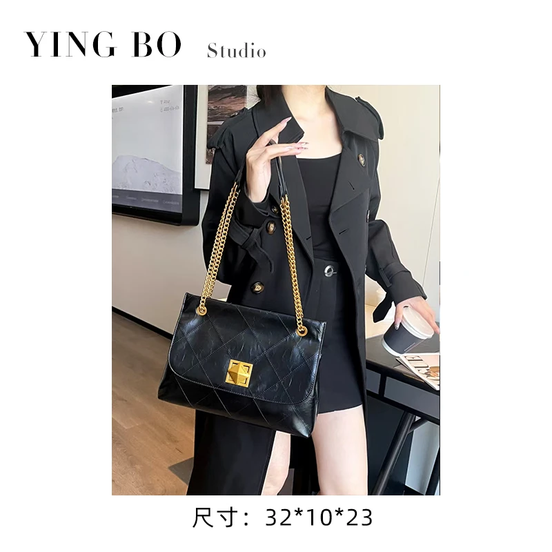 【英柏甄选】SKL-7191-黑色 然与纯小众设计感单肩百搭女包