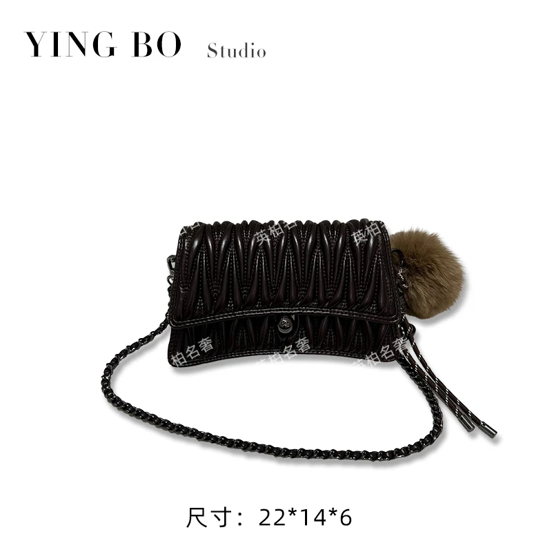 【英柏甄选】ZT-D7102-巧克力 然与纯小众设计感时尚单肩百搭女包