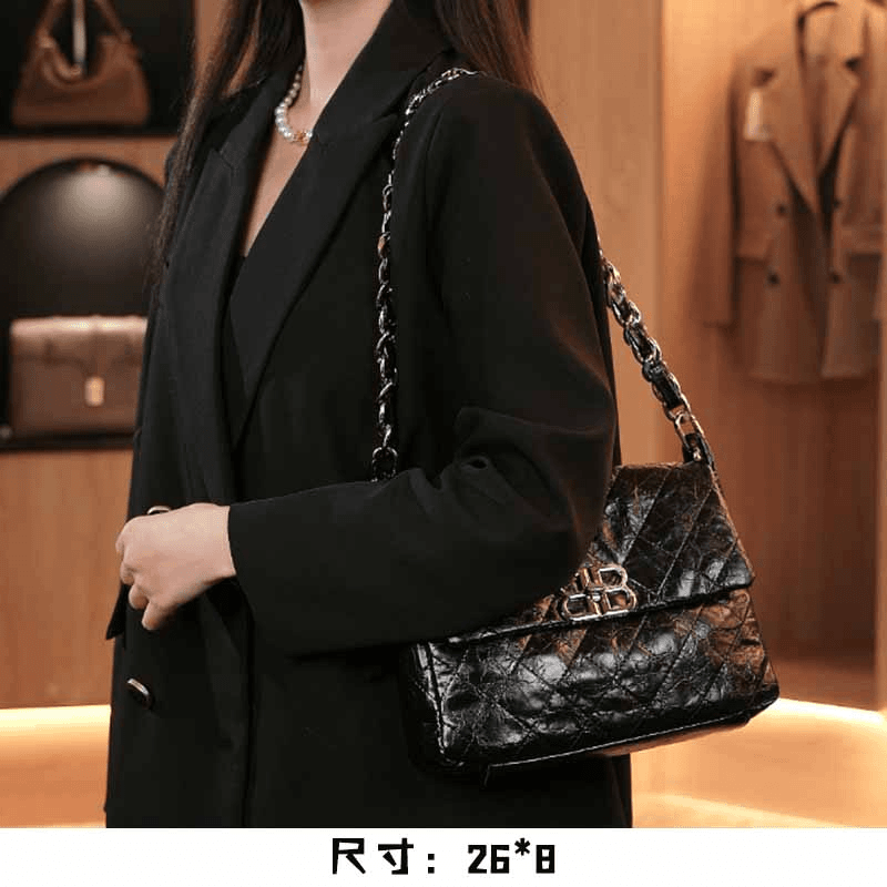 【英柏甄选】ZT-D9617-1-黑色 然与纯小众设计单肩百搭女包 26*21*8