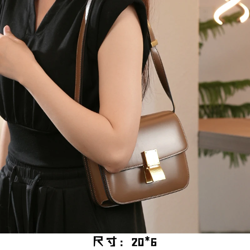 【英柏甄选】J-6226-棕色 然与纯小众设计感时尚复古百搭女包