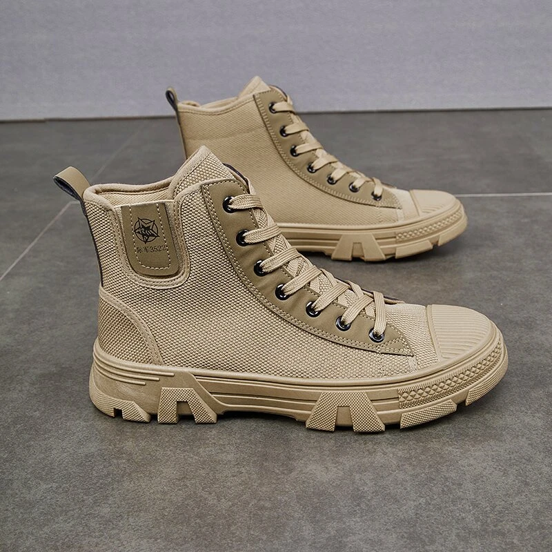 冬季高帮加绒棉鞋男耐磨防滑透气劳保鞋百搭运动系带橡胶实心底