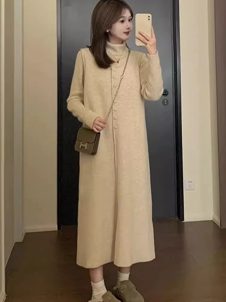 法式高级感马甲长裙两件套气质内搭打底衫温柔毛衣套装针织洋装