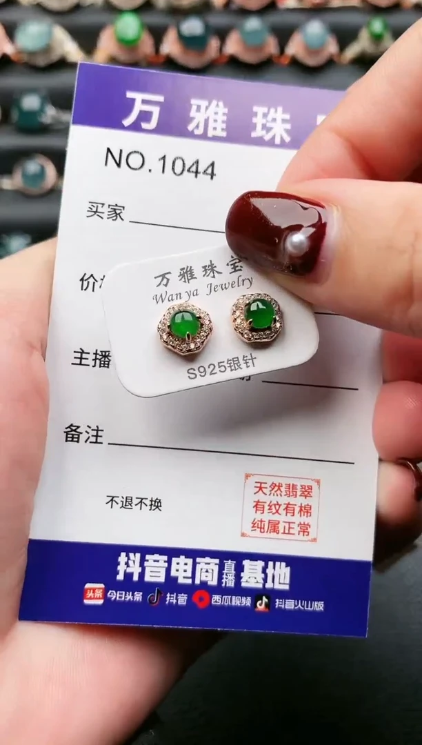 【闪购商品】翡翠耳饰银S925镶嵌1