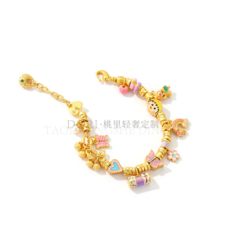 铜合金珐琅手链 DORI·桃李轻奢定制 樱桃小丸子原创女款盘缠手串