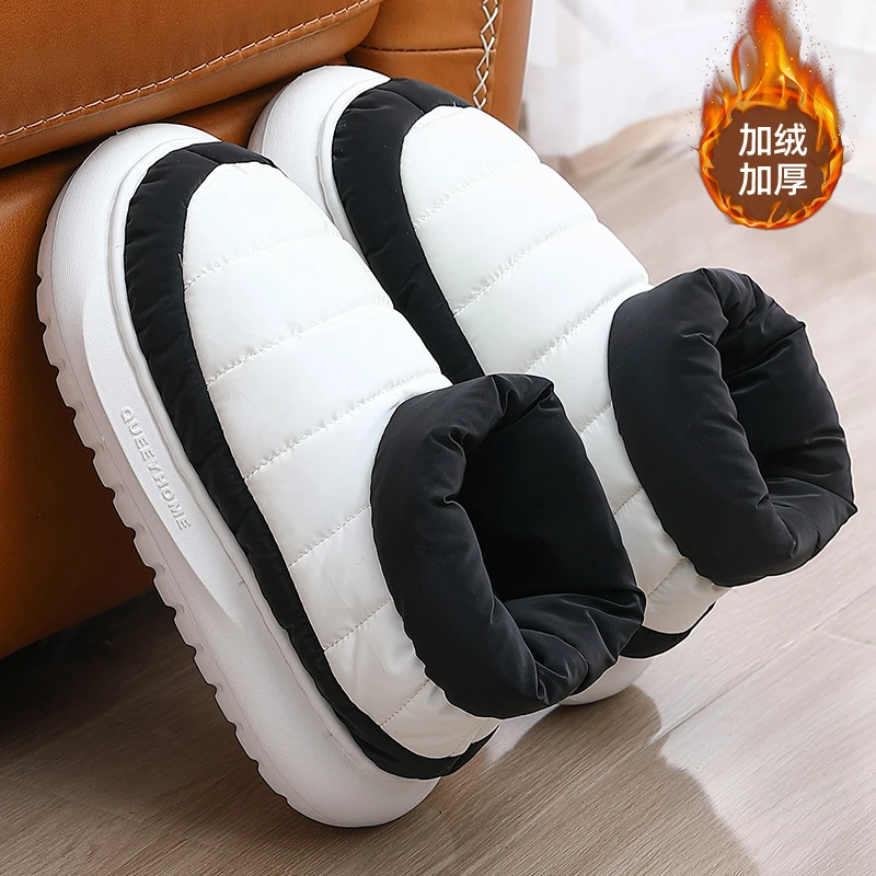 羽绒布棉拖鞋男秋冬季外穿2024新款家居室内防滑保暖包跟棉鞋男士