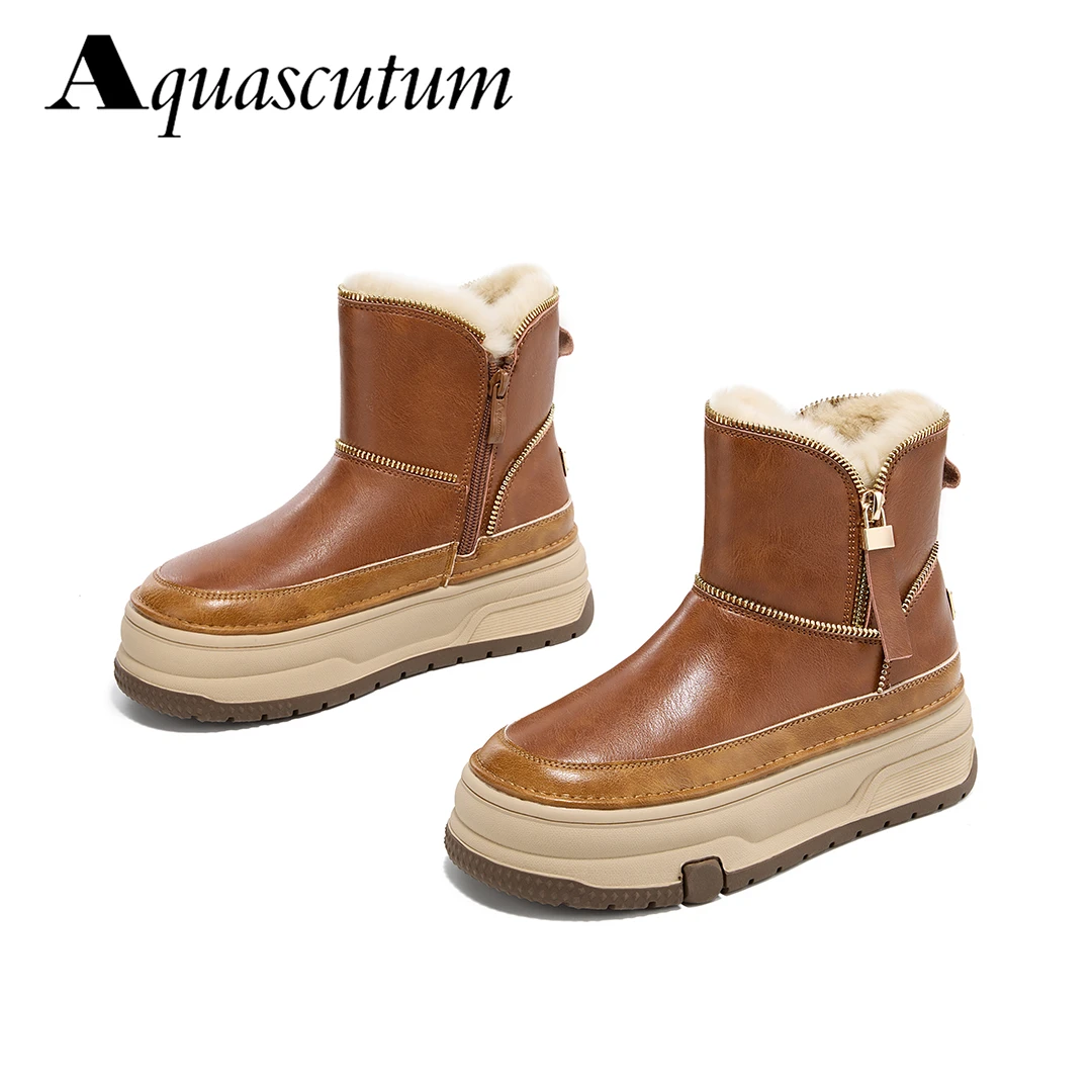 Aquascutum/雅格狮丹2025年时尚雪地靴休闲棉鞋百搭秋冬短筒靴子
