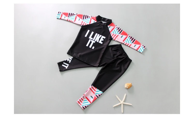 儿童泳衣男孩女孩长袖分体套装速干防晒潜水冲浪小中大童泳衣