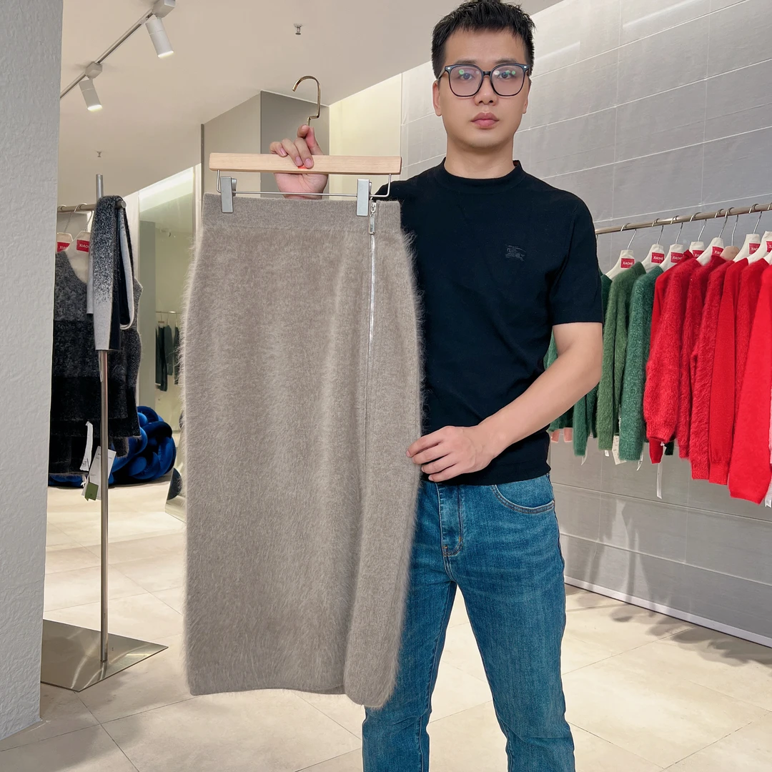 【云龙工厂】100山羊绒拉绒时尚百搭纯色半身长裙1006