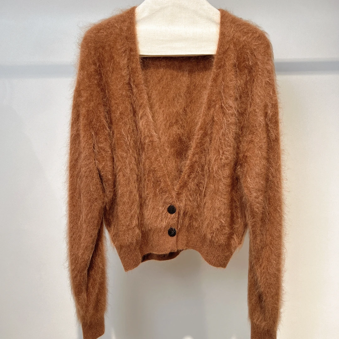 【云龙工厂】100山羊绒拉绒圆领时尚休闲女款开衫3058