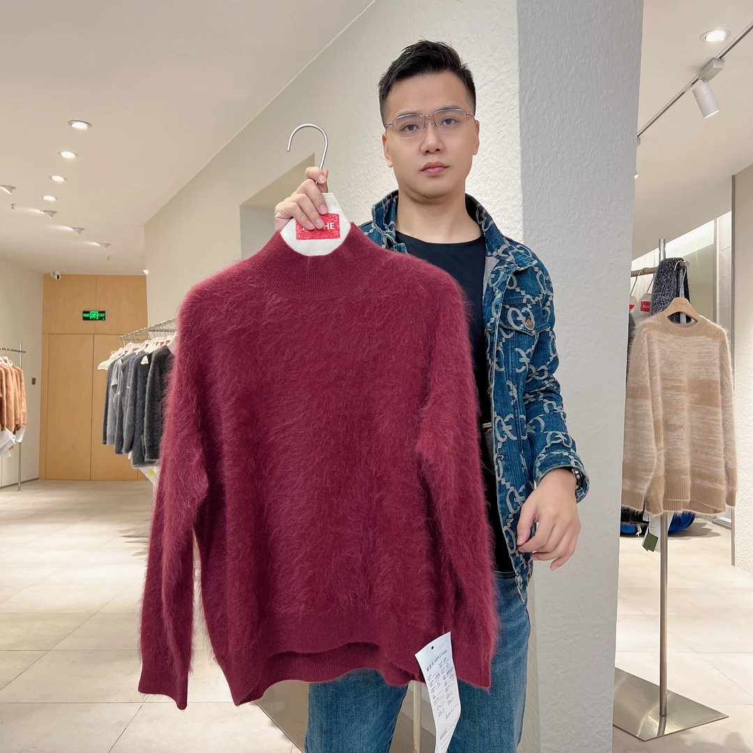 【云龙工厂】100山羊绒拉绒半高领时尚休闲女款厚款套头衫43160
