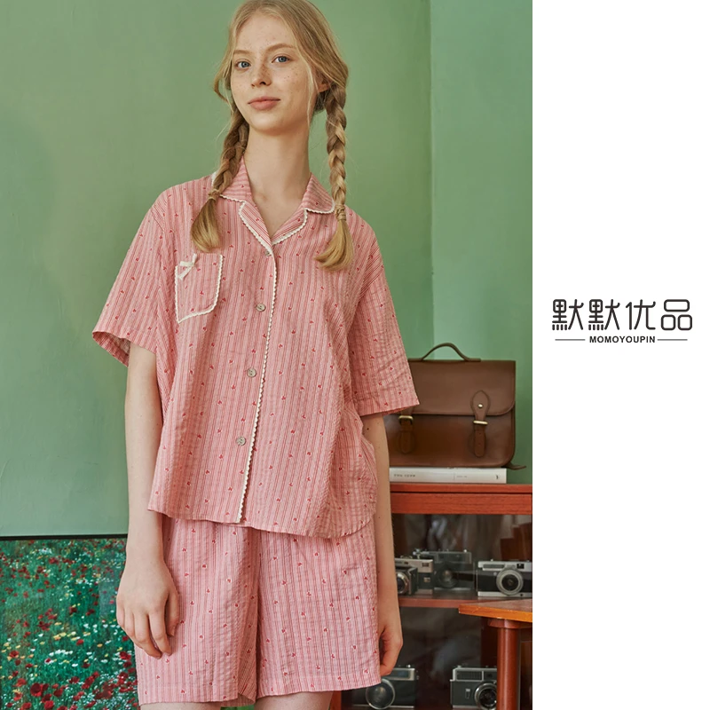 福利/乌拉拉/韩国品牌ULLALA睡衣女 甜美可爱短袖纯棉舒适家套装