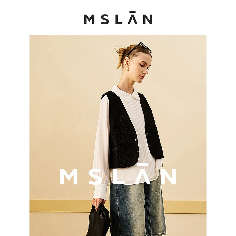 theMSLAN新款马甲时尚通勤休闲印花女马夹外套MECV2101 MECV2107